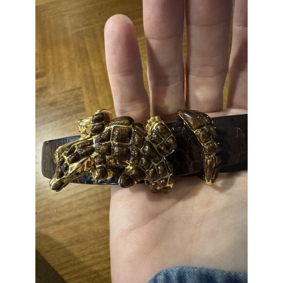 St John Leather Brown Belt with Alligator Buckle with Brown Accents Size 30 main image 6